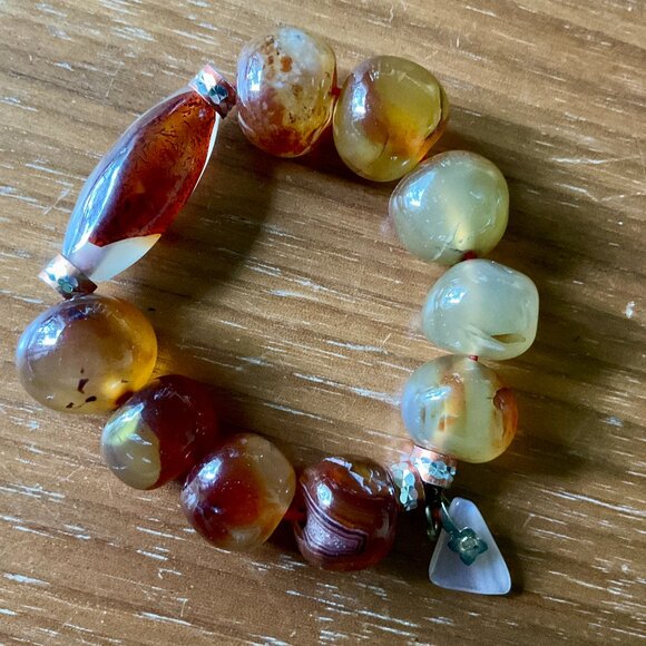 Coprolite (Dinosaur Poop Fossil Agate) 1.5”Silver Pendant;Free bracelet,earrings - Picture 6 of 13